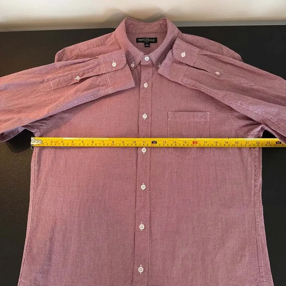 J. Crew 100% cotton Men's Red and White Mini Check Long Sleeve Button-Down